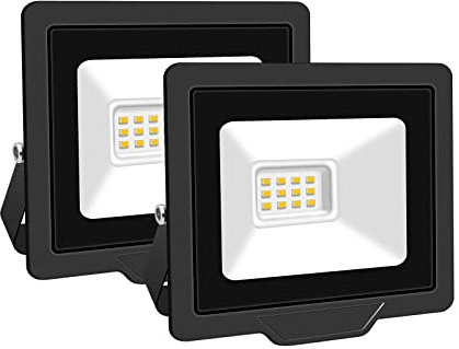 SKYWORLD 2 Pezzi Faretto Led da Esterno, 10W 1000LM Faretti a LED per esterni, IP66 Impermeabile 3000K Bianco Caldo Luce di Sicurezza per Terrazza, Giardino, Cortile, Patio, Parco, garage