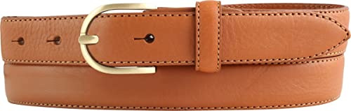 BELTINGER Damen-Gürtel aus Vollrindleder 2,5 cm | Schmaler Gürtel für Damen 25mm | Bombierter Ledergürtel mit goldener Gürtelschnalle