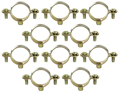 Satz von 10 Befestigungsschellen einfache halterungen Ø25mm aus stahl | Rohrschellen / wandbefestigung kupferrohr mit schraubbefestigung / sanitärinstallation heizung sanitär