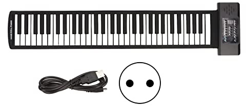 Vikye 61 Tasti Roll Up Piano, Pianoforte a Mano Portatile Funzione Midi Batteria da 1100mAh Pianoforte con Display Digitale a LED