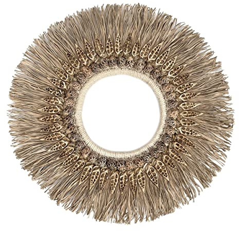 Lestarie Hula Wandschmuck Muschel Deko 40cm, Boho Stil Seegras, tropische Wanddekoration Muscheln Bohemian