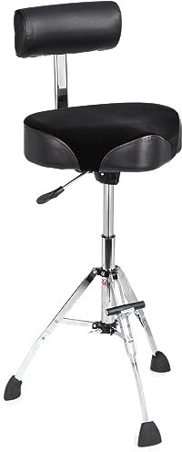 Gibraltar 9808HMTB Performance-Hocker, Drumhocker (höhenverstellbarer 16 Runder Barhocker, mit Rückenlehne und Fußstütze, ultimativer Sitzkomfort und Stabilität, für Studio, Bühne und Büro)