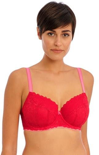 Freya Women's Offbeat Underwire Padded Half Cup Bra, Opaque, Chilli Red, 32E
