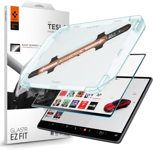 Spigen Glas.tR EZ Fit Anti Glare Tempered Glass Screen Protector for Tesla Model 3(2026-2024) 15.4, Model Y Standard(2026-2025) 15.4, Model Y Premium (2025) 15.4, 1Pack,Matte, AntiFingerPrint