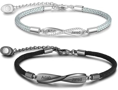 Jeweidea Partnerarmbänder Personalisiertes mit Namen Gravur für Frauen/Männer/Paar Bff Armbänder für 2 Matching Bracelet Geschenk für Paare Partner Valentinstag