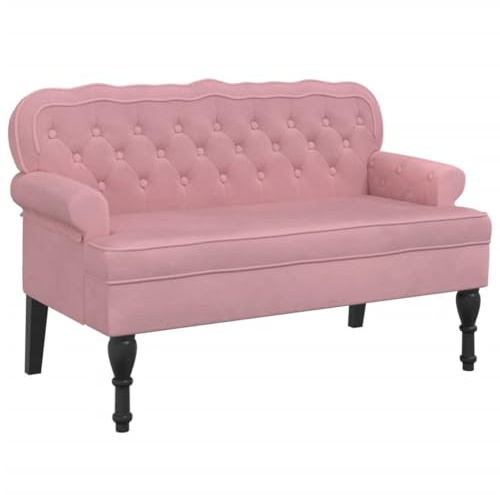 vidaXL Sitzbank mit Rückenlehne Rosa 119,5x64,5x75 cm Samt