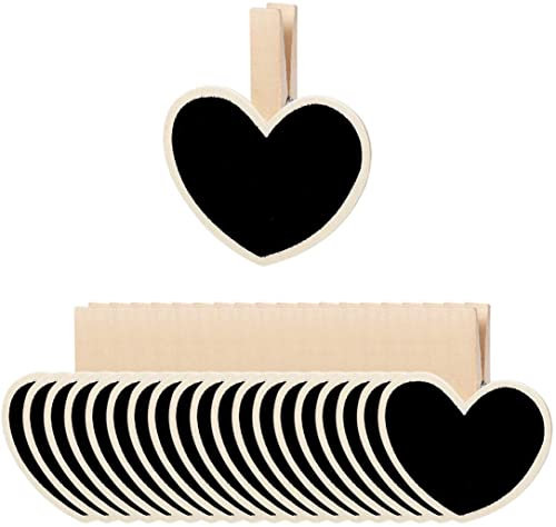XYWHPGV 20pcs Mini Tafeln Schilder mit Holzclip Holz Herz Design Tafel Tag für Hochzeiten Geburtstagsfeier Message Board Schilder Tischnummer Erinnerung Preisschild Message(ec977 32d03 f0c92 b0f78 54