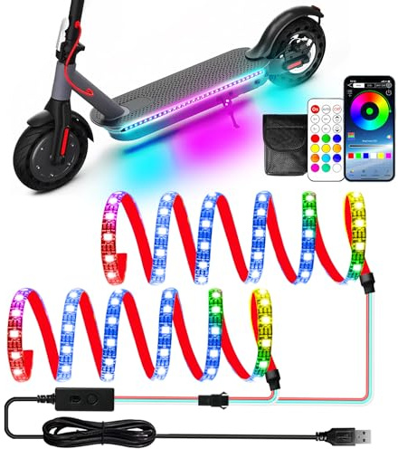 Keiurot Roller LED-Streifenlicht, LED-Leuchten für Roller Nachtfahrt Skateboard Roller-Leuchten APP-Steuerung Fließende Farbe Wasserdichtes Roller-Zubehör 2 in 1
