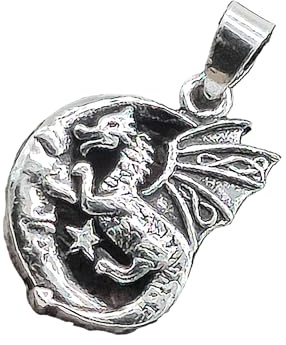 Kiss of Leather Anhänger Drache im Mond aus 925 Sterling Silber Si. 469