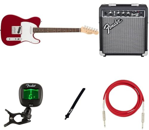 Squier by Fender Debut Collection Kit di Chitarra Elettrica Telecaster per Principianti, include Amplificatore, Cavo, Tracolla e Accordatore, Rosso Dakota