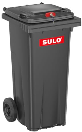 Sulo 120 Liter Müllbehälter Mülltonne Abfalltonne + Schloss | Anthrazit | Für alle DIN-Kammschüttungen |Made in DE| Extra Starker Kunststoff | Vollgummiräder | Leicht zu Reinigen | UV-Fest