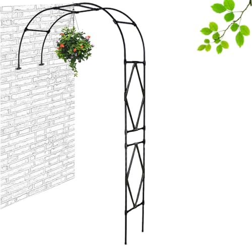 YHDZWY Rosenbogen Gartenbogen Torbogen Rankhilfe Für Kletterpflanzen Und Rosen Aus Metall Stützgitterbogen W1.5xH2.4(m), W1.8xH2.4(m), W2.1xH2.4(m) Halbbogen Rostfrei(Schwarz,W1.2xH2.4(m))