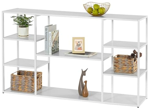 HDANI Konsolbord för modern entré, 140 × 30 × 80 cm, vit, robust och stabil ram med justerbara ben för vardagsrum, hall, entrédörr
