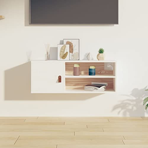 FUDUGEHMIOFWFJJ Wand deko,glasvitrine,kleines wandregal,Wandschrank Weiß 80x30x30 cm Massivholz KieferGeeignet für Bad, Küche, Schlafzimmer