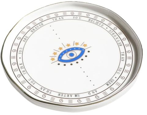 JEWEDECO Ceramic Jewelry Display Tray Decorative Storage Plate for Trinkets and Desserts Unique Design for Home Jewelry Store and Dressing Table Use and Elegant