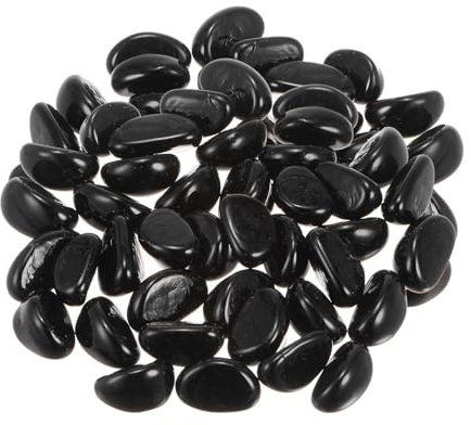 sourcing map Fire Glass Beads for Fire Pits, Glass Marbles Gravel Pebbles Reflective Vase Fillers for Fish Tank Aquarium Decoration,1000g/2.2lbs, Black