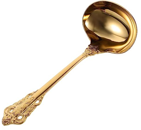 PRETYZOOM Cucharas Soperas Grandes Para Cocinar De Acero Inoxidable Dorado Multiusos Diseño Ergonómico Utensilios Domésticos Para Servir Sopa y Arroz