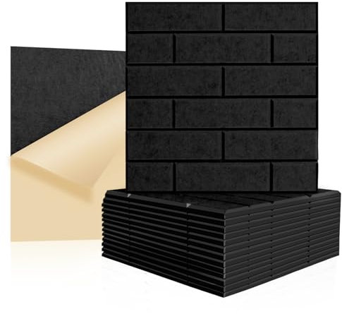 GUUSII HOME Paneles Acusticos Insonorizacion Acustica Pared Decorativos 30*30*1cm Panel Aislamiento Acustico Adhesivo Poliéster Absorbentes Anti Ruido Insonorizantes(Negro,M 18 PCS)