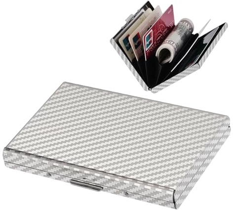 BONSYL® Kreditkartenetui, RFID Blockierung Schlankes Metall Kreditkartenetui Geldbörsen mit 6 Kartenfächer für Damen und Herren.(6 Karten/Silber)