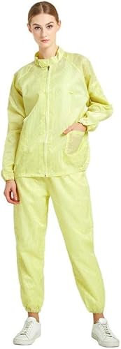 Set tuta antistatica con cerniera EPA, con colletto alla coreana, antipolvere, tuta da lavoro per camere bianche, abbigliamento protettivo ESD, uomo e donna, Giallo, 6x_l