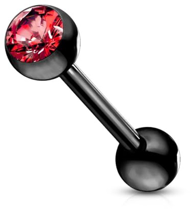 viva-adorno Barbell Piercing Stab Zungenpiercing Kristall Stecker Hantel Chirurgenstahl 316L beschichtet Zirkonia Z309n