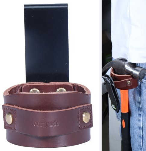 quipuda Porte Marteau Ceinture,Cuir Véritable étui à Marteau,Porte Hachette Ceinture Bucheron (Brun)