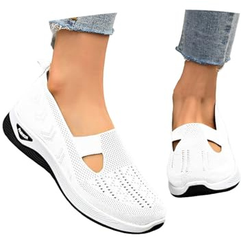 Generisch Zapatillas ortopédicas para mujer, zapatos de verano para caminar, cómodos, zapatos de verano, ligeros, transpirables, zapatos balarines anchos