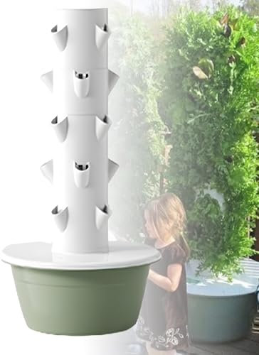 LADECNERHT Torre per Giardino I-droponico Verticale, Giardino I-droponico a Torre Mangia E Raccogli Immediatamente, Aumenta la Resa, Circolazione Automatica dell’Acqua,green-5-Layers