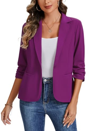 Womens Casual Blazer Suit Notch Lapel Business Outerwear Jackets Blazers | Womens Dressy Casual Blazers with Single Welted Pockets Button Down Jackets Suit Notch Lapel Ladies Outerwear Jacket Blazer