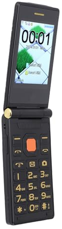 Sxhlseller 2G Flip -telefon med Dubbla Skärmar, 4800mAh -batteri, Dubbla Sim, Röstuppringningsassistent, Hastighetsratten, Hög Volym, Stora Ikoner, för Seniorer och Grundläggande Användning (Svart)