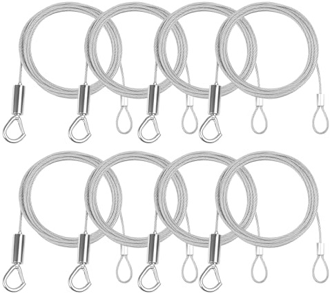 CHEERYMAGIC 8Pcs Picture Hanging Wire Adjustable Mirror Chain Stainless Steel 2m x1.5mm Heavy Duty Hanging Rope for Picture Mirror Curtain A30-GSDKS