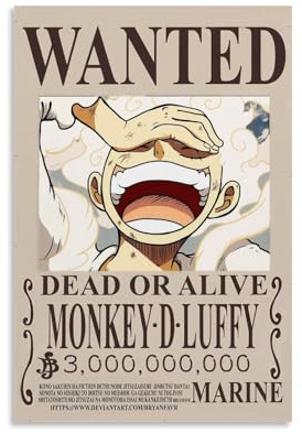 Classic Anime Japanese Wanted Luffy Canvas Poster Für Zimmer, Ästhetische Leinwand-Wandkunst, Schlafzimmer-Dekor Poster 12x18inch(30x45cm)