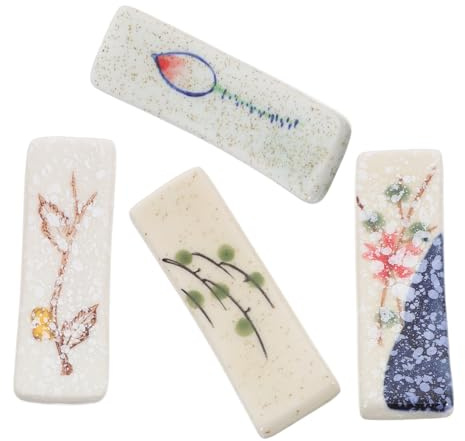 Appoggia Bacchette Giapponesi in Ceramica 4 Pezzi, Stile Retrò | Poggia Bacchette da Tavola, Appoggia Posate Ceramica, Portaposate per Tavolo e Cucina