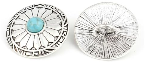 5 edle Ösenknöpfe antiksilber rund 30mm Metallknöpfe mit Muster Böhmischer Stil mit Schmuckstein Kunstharz cyan zum annähen aufnähen Trachten Jackenknöpfe Mantelknöpfe Bastelknöpfe scrapbooking DIY