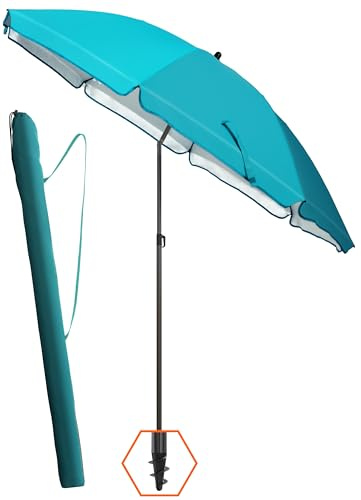 4smile Sonnenschirm Strand Ø 180 cm, Türkis, inkl. Hülle - UPF 50+ Strandschirm SunnyJoy, Strandschirm windfest stabil - Für zuverlässigen Sonnenschutz Strand, Sonnenschirm mit Schutzhülle