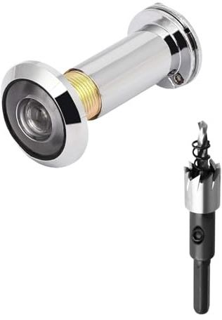 Mirilla gran angular de 200°, Apertura de puerta 16-21 mm, Mirilla para puerta con broca, Mirilla de 200 grados, Visor de puerta de 200 grados, con broca, apto para puertas de 40-60 mm de espesor