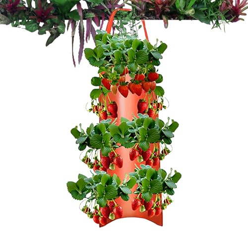 Maceta Colgante para Fresas - Bolsas De Cultivo para Fresas Abajo - Macetas Accesorias para Sembrar Y Cultivar Frutas, Verduras, Tomates, Chile Y Flores En Jardín, Patio Y Balcón De Exterior