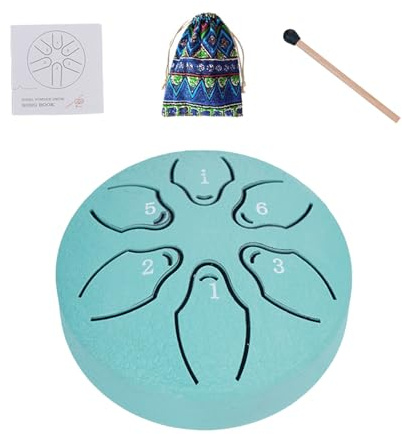 Zungentrommel, Stahltrommel für Kinder - A-Key Tank Drum, 6 Noten 3 Zoll | Meditationstrommel - Handpan-Schlaginstrument mit Schlägeln, Musikbuch für Yoga, Konzerte, Musikunterricht, Anfänger