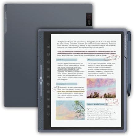 Penstar eNote Pro – The Clearest Color E-Ink Paper Tablet | 10.3” Touchscreen Writing Tablet, 128GB Digital Notebook with B6 Metal Stylus & Folio Cover, AI-Powered Voice-to-Text