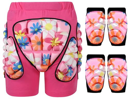 Equipaggiamento protettivo da snowboard 3 pezzi/set Pantaloncini per bambini, ginocchiere e gomitiere Pantaloncini da snowboard imbottiti in EVA Protezione ondulata spessa per bambini Sci Pattinaggio