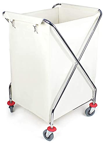 MFRELMNZG Carrello portabiancheria Pieghevole con Ruote e Sacchi Interni Rimovibili, Carrello portabiancheria per la Pulizia degli Hotel, per Indumenti sporchi - Beige