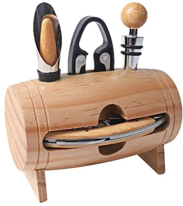 Juego de accesorios de vino en forma de barril, juego de sacacorchos, accesorios de vino, abrebotellas de regalo, sommelier con abrebotellas para decoración del hogar y fiestas