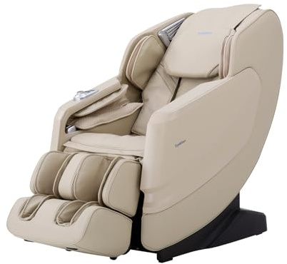 Cooleben AM351M Business Class Massagesessel Ganzkörpermassage mit Shiatsu Rückenheizung Automatischer Wadenstützverlängerung und Wadenknetmassage (Beige)
