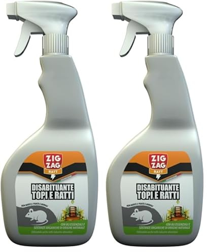ZIG - ZAG RATT Disabituante Topi e Ratti, Repellente Naturale Contro Topi e Ratti per Ambienti Domestici e Industriali, 750 ml (Confezione da 2)