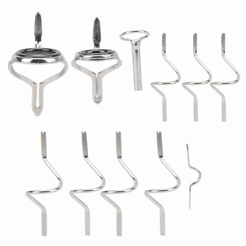 Agatige Juego de guías para caña de Pescar, guías de Acero Inoxidable, Ojos, Anillo de Doble Hebilla, Kit de reparación de Puntas de caña de Pescar con Mosca para entusiastas de la Pesca