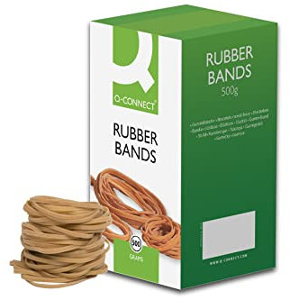 Q-Connect Rubber Bands No.24 152.4 x 1.6mm 500g KF10533,yellow|oak|grey