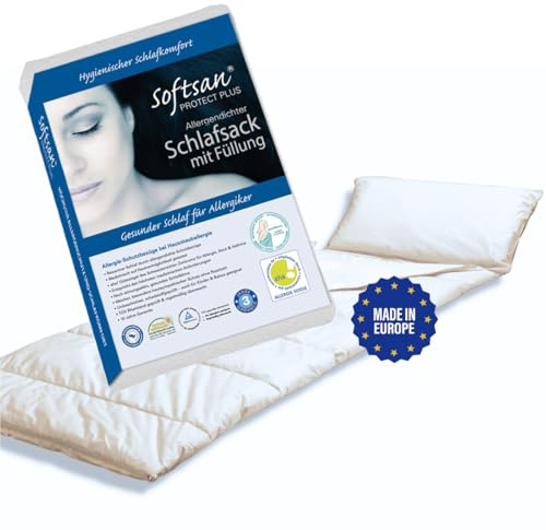 Softsan Protect Reiseschlafsack aus Evolon 80 x 180 cm, milbendichter Schlafsack für Allergiker, Allergie-Schlafsack
