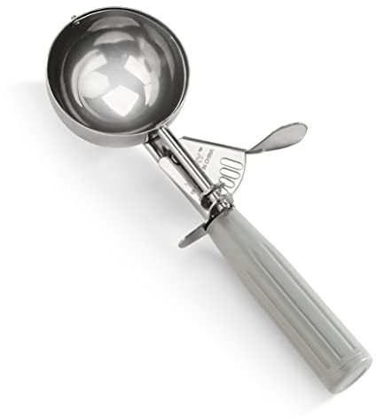 New Star Foodservice 34769 Commercial-Grade Thumb Press Food Disher/Ice Cream Scoop, 18/8 Stainless Steel, 4 oz, Size 8, Grey
