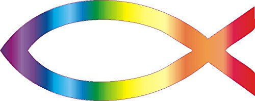 1 x Aufkleber Jesus Fisch Ichthys Fish Sticker Autoaufkleber Regenbogen Shocker
