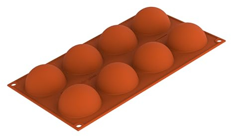 silikomart | SF003 Silikonform für Monoportionen SEMISFERA, Antihaftbeschichtung, 6 Hohlräume, 1er Pack Backform, Ø 60 h 30 mm, Made in Italy, Orange